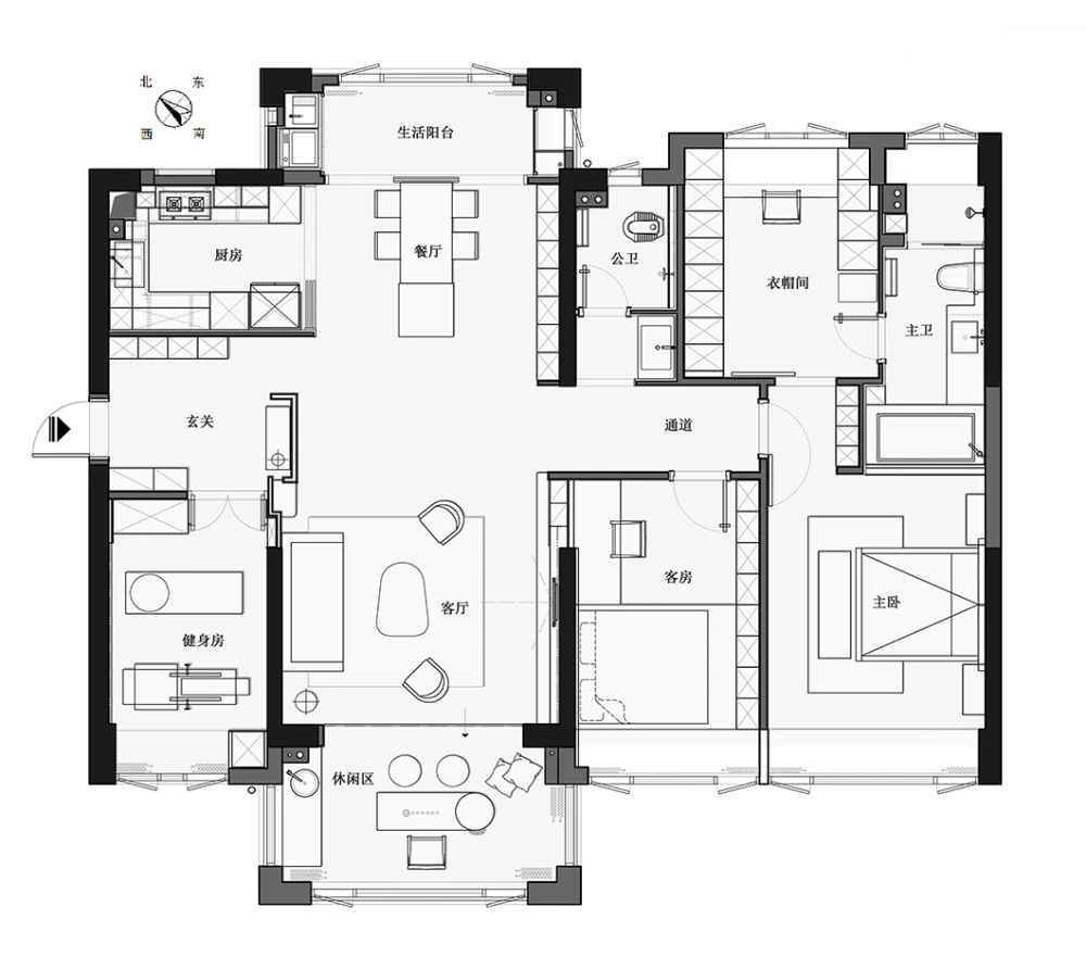 简约四居室160平米20万-保利居上装修案例-苏州房天下家居装修网