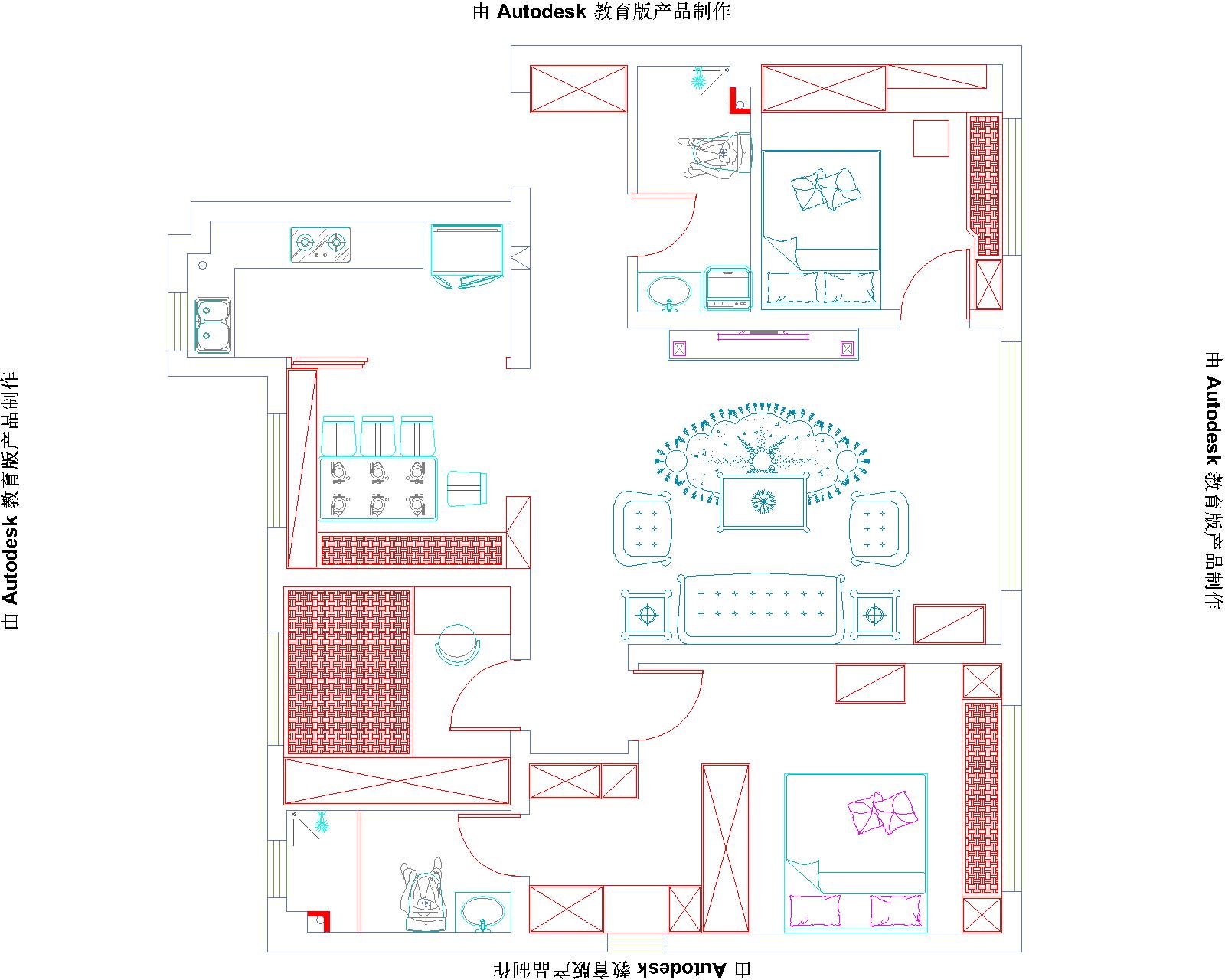 致界装饰-汇智五洲城98㎡3室2卫现代风格