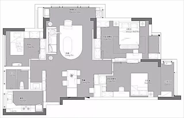 118平简约三居室，用灰色来打造轻松感，舒适