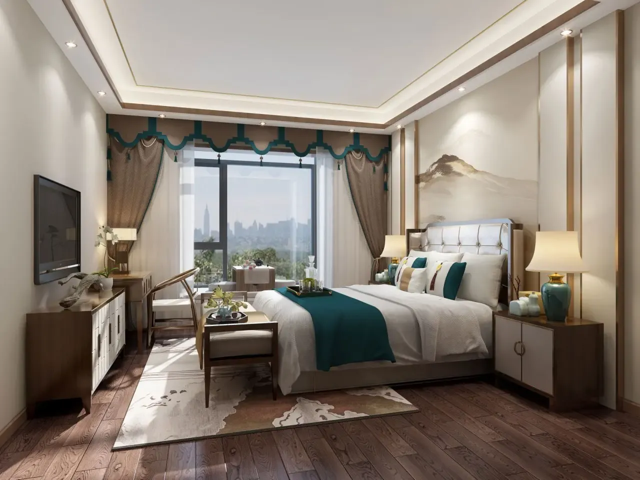 客厅装修效果图客厅:设计师以新禅意的手法,将东方的"神"与现代的"形"