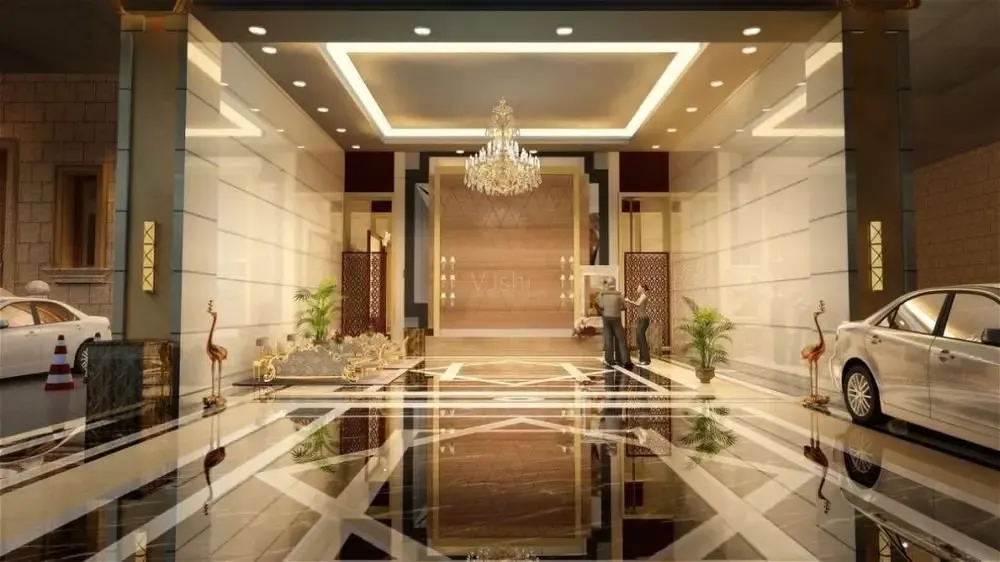 传统入户狭窄昏暗的视野,阔绰敞亮的入户大堂, 搭配约20﹐的入户前厅