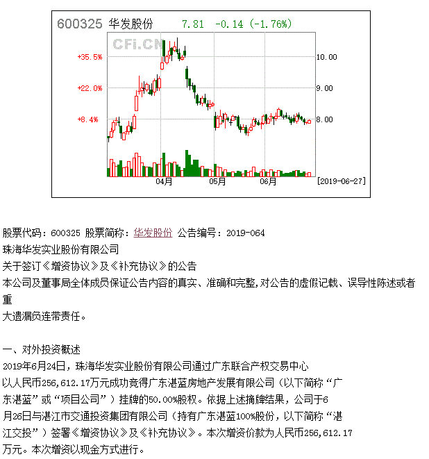 华发股份25.66亿元竞得广东湛蓝地产50%股权 华发地产海东新区项目落地？