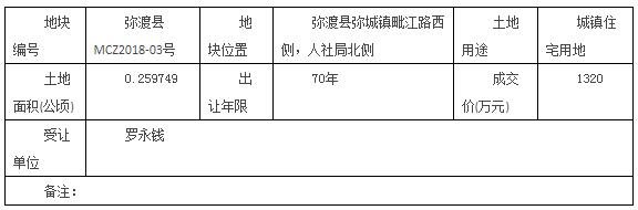 弥渡县自然资源局国有土地使用权招拍挂出让成交公示CR5329252019001