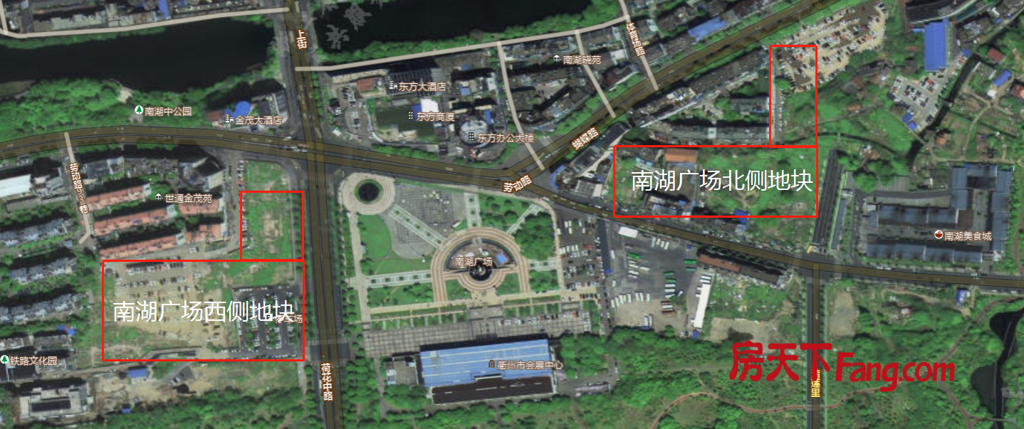 市区南湖广场西、北两侧地块规划公示，用地性质均为住宅、商业用地。