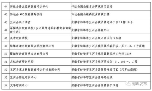 蚌埠发布校外培训机构首批“黑白名单”