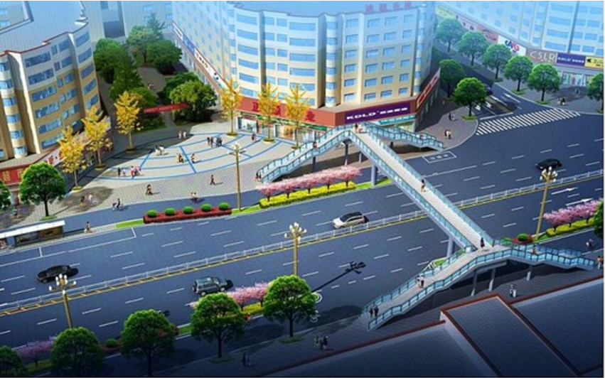 洪洲大道改造助推广安城北提档升级 新增两座人行天桥主体已完工