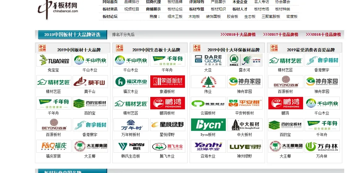 寰宇板材再度荣获2019中国板材十大品牌综合十强