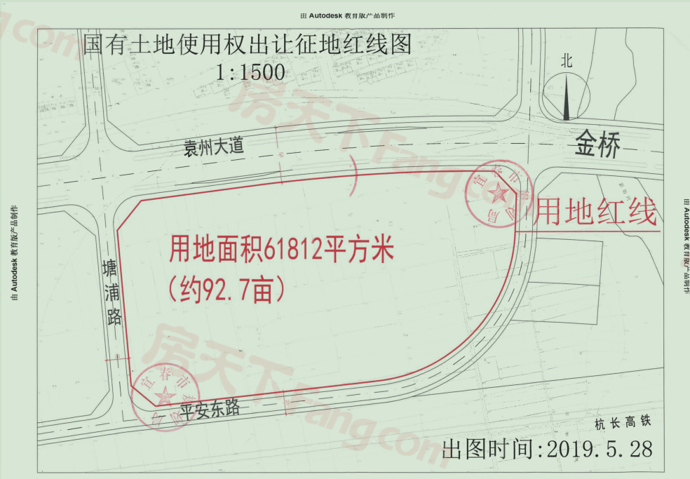土拍简讯：袁州新城两宗地块出让，出让总面积约237亩