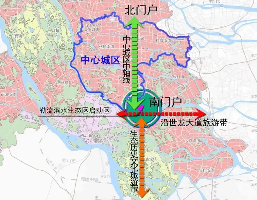 启动区规划图)滨水生态区启动区规划区位于勒流街道北部,北至顺德水道