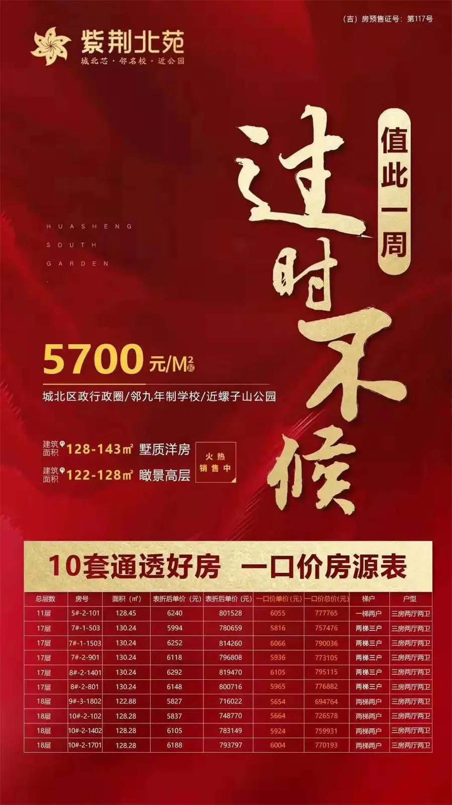 【紫荆北苑】十套特惠房源惊喜来袭