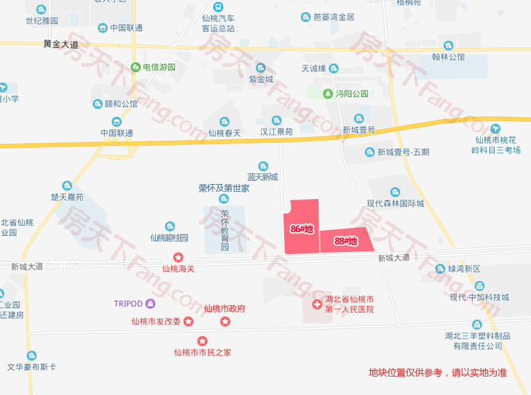 仙桃南城新区两地块挂牌拍卖 起拍楼面价2039/平米