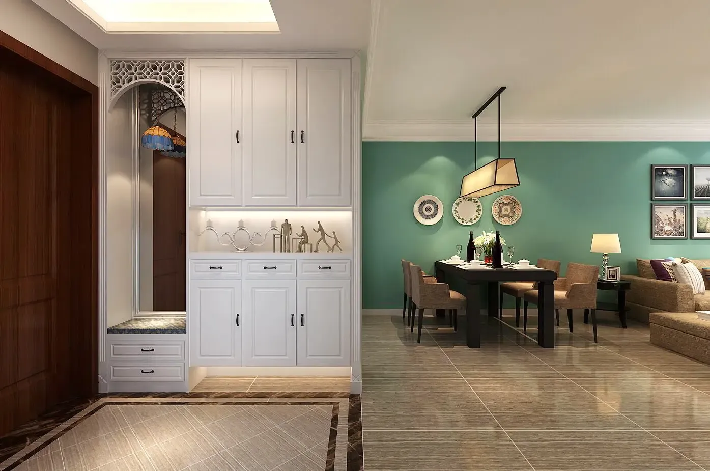 鞋柜作为玄关的标配一定要有的,但是不要什么鞋都放门口,就放当季的