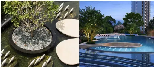 中庭水景叠水流觞