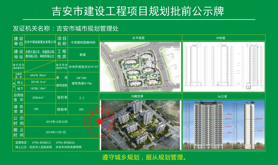 中梁碧桂园鹿鸣府批前公示