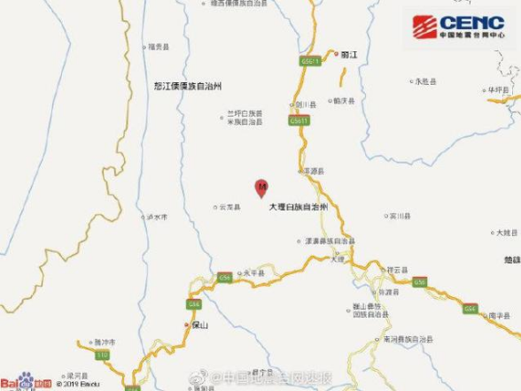 ​​​​​​​云南大理州洱源县发生4.3级地震，震源深度12千米