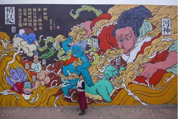 艺术家文那与她的壁画作品