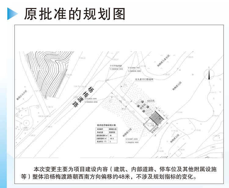 杨梅渡管理用房建设项目规划调整批前公示