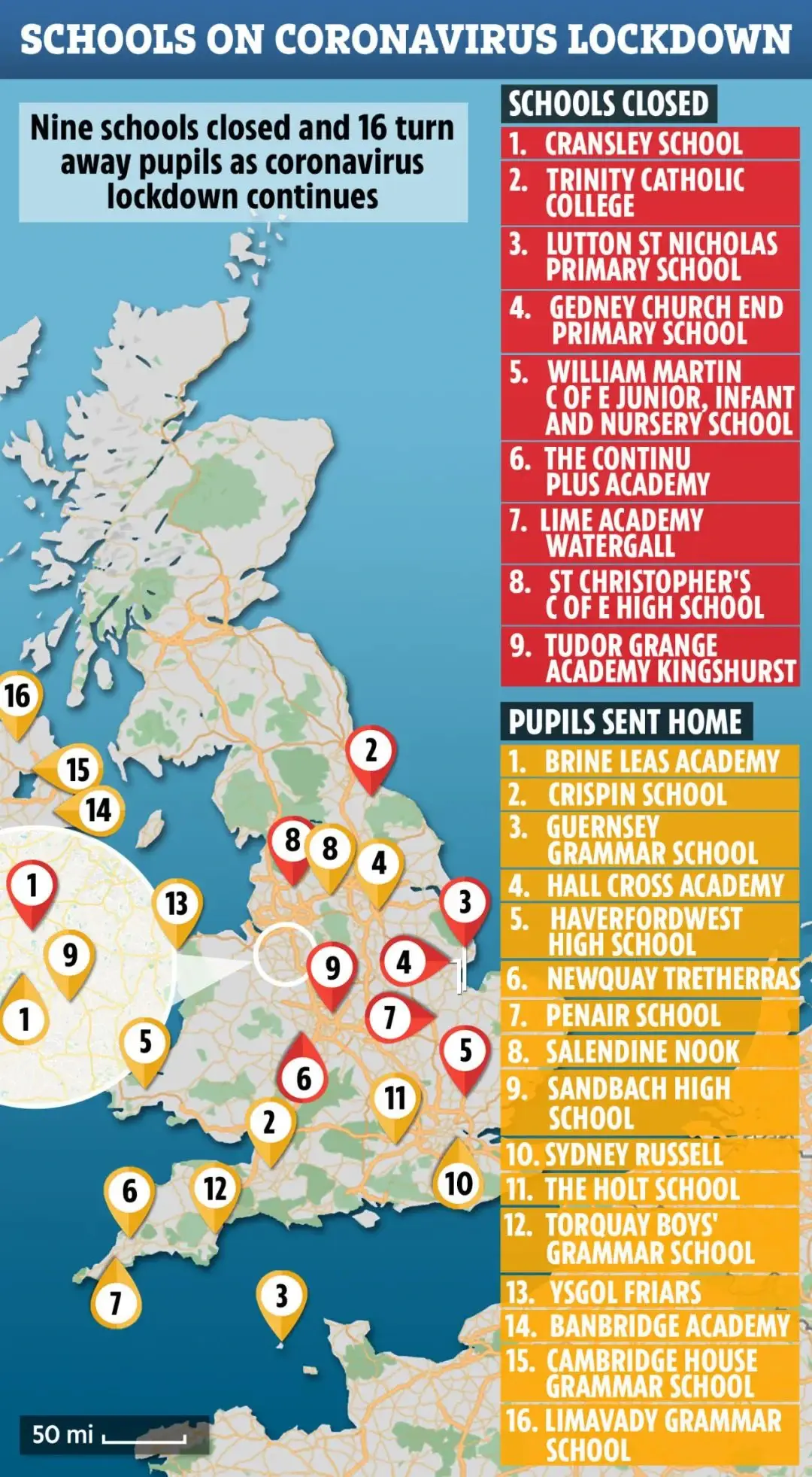 疫情速报（7）英国告急！25所学校、300人办公室关闭