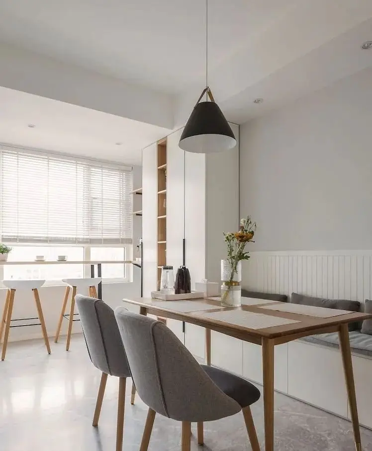 120㎡现代北欧3室2厅卡座餐厅颜值与实力并存