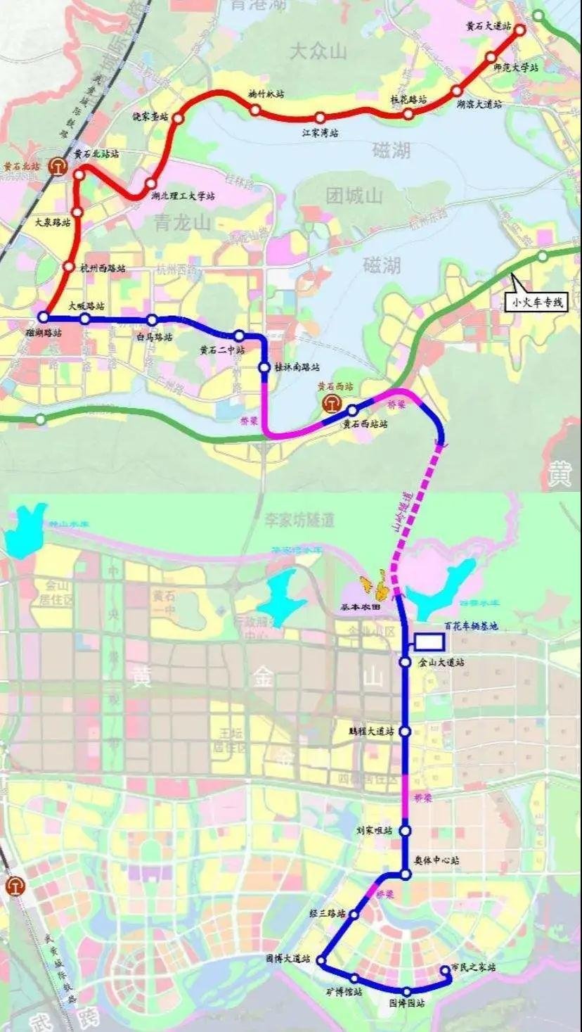 黄石有轨电车规划线路总长27km,全线共设站26座,起点慈湖路