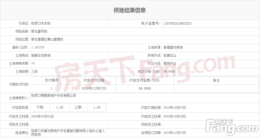 张家口这地新盘信息曝光！占地面积11672.78㎡！