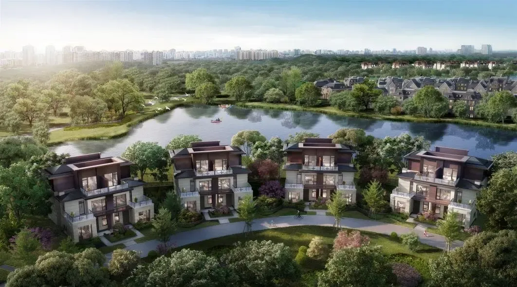 而即将面世的双拼墅则更亲湖,更亲园,宛如珍珠镶嵌于公园湖岸一线,于
