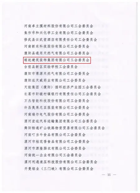 喜报！喜报！恭祝崛起集团喜获“河南省基层工会规范化建设示范点”荣誉称号！