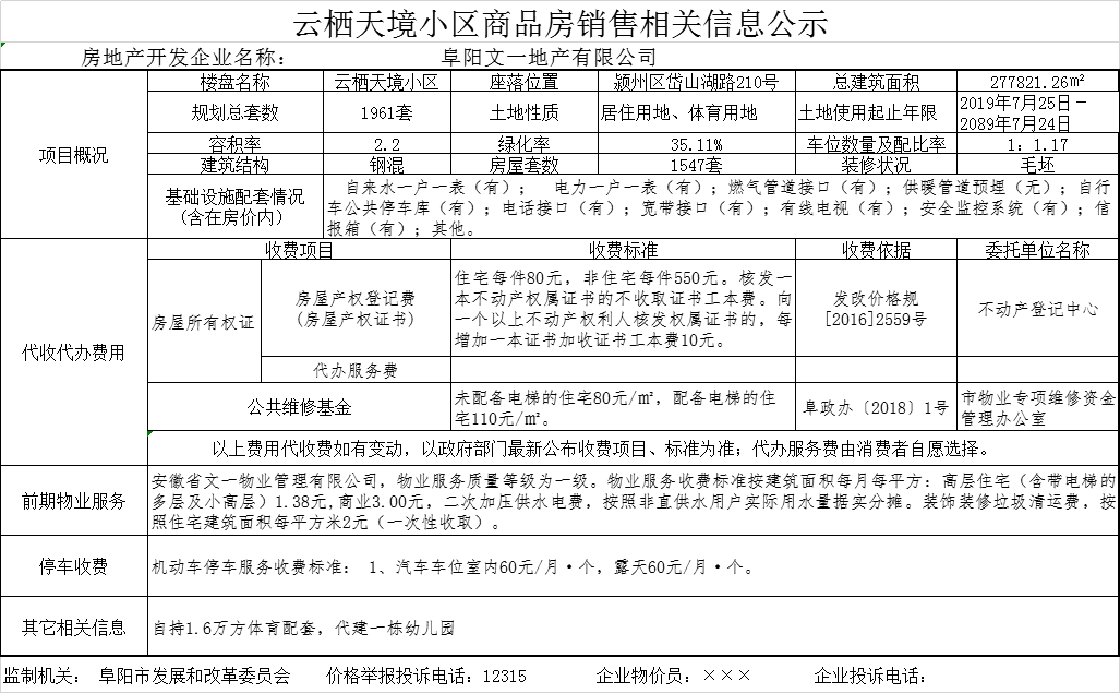 云栖天境共备案住宅56套，备案均价约为6435元/㎡