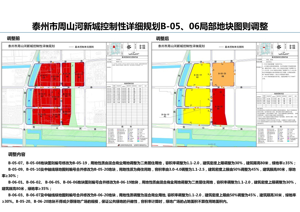 泰州市周山河新城控制性详细规划图则调整