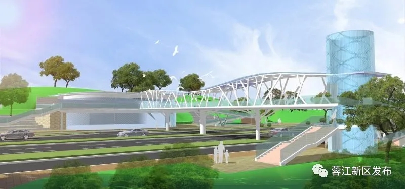 蓉江新区首座人行天桥预计下月投入使用