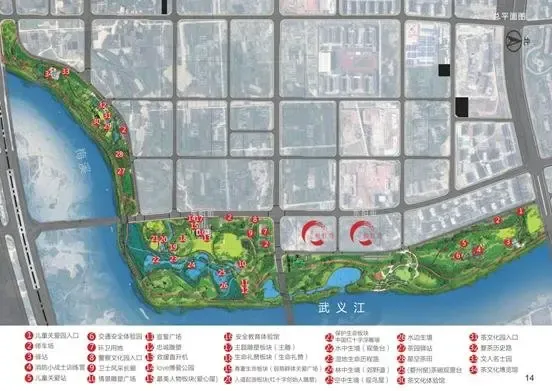 沿江公园规划图(来源浙中房主)而悦虹湾所在的湖海塘板块,坐拥得天独