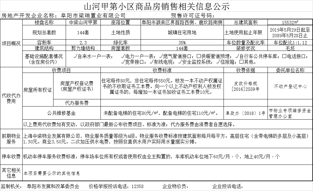 中梁山河甲第共备案住宅104套，备案均价约为8469.72元/㎡