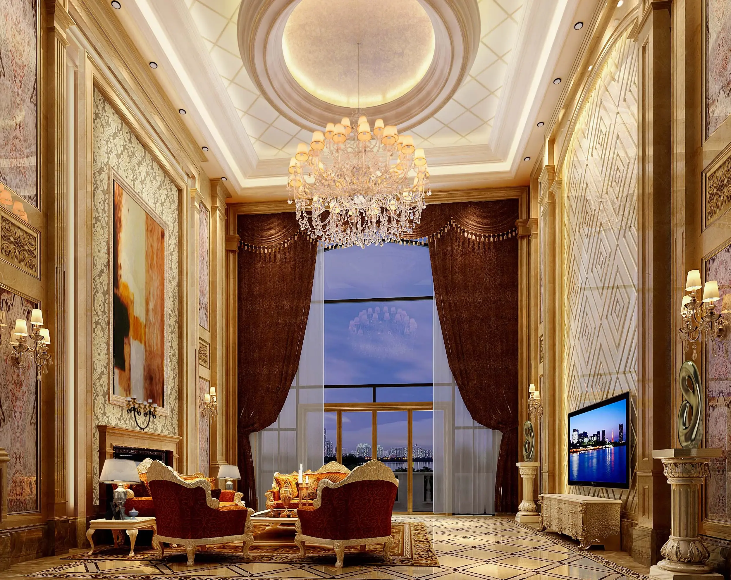 晒晒1000㎡欧式豪宅设计,装修还没结束,就天天有人来参