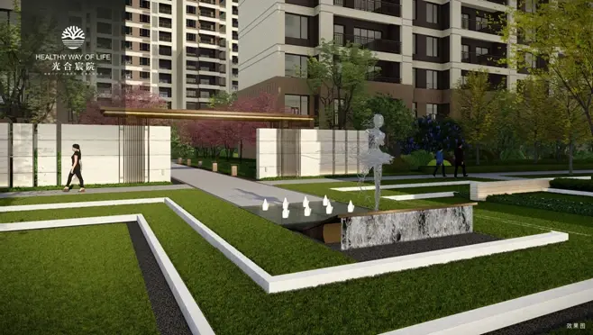 "园林景观系统,从花林溪谷,彩虹花园,草浪花园,条石花园等八园分布,到