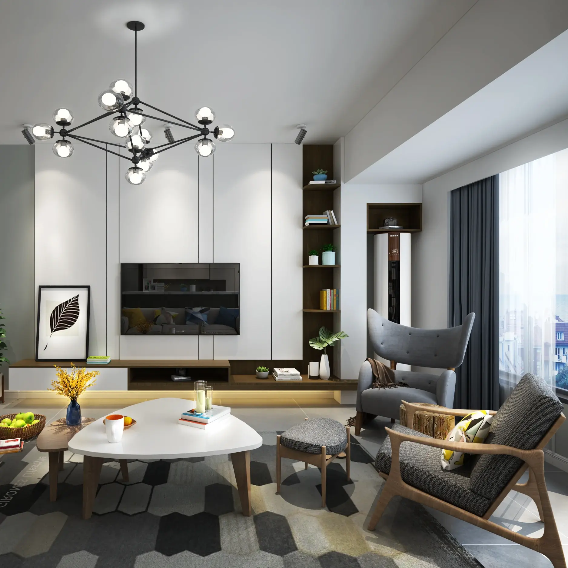 139平方4房3卫户型北欧原木高级灰装修设计又酷又好看