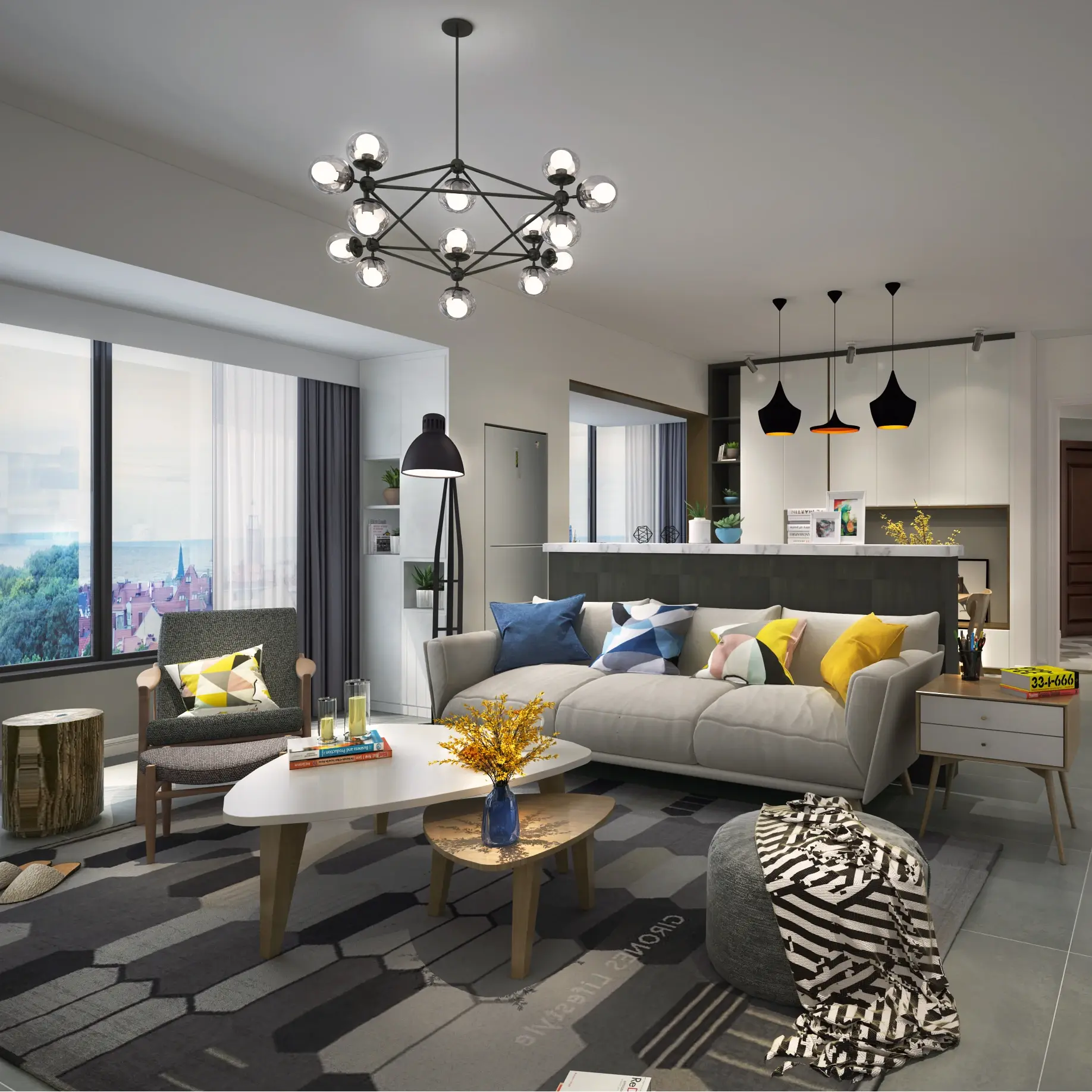 139平方4房3卫户型北欧原木高级灰装修设计又酷又好看