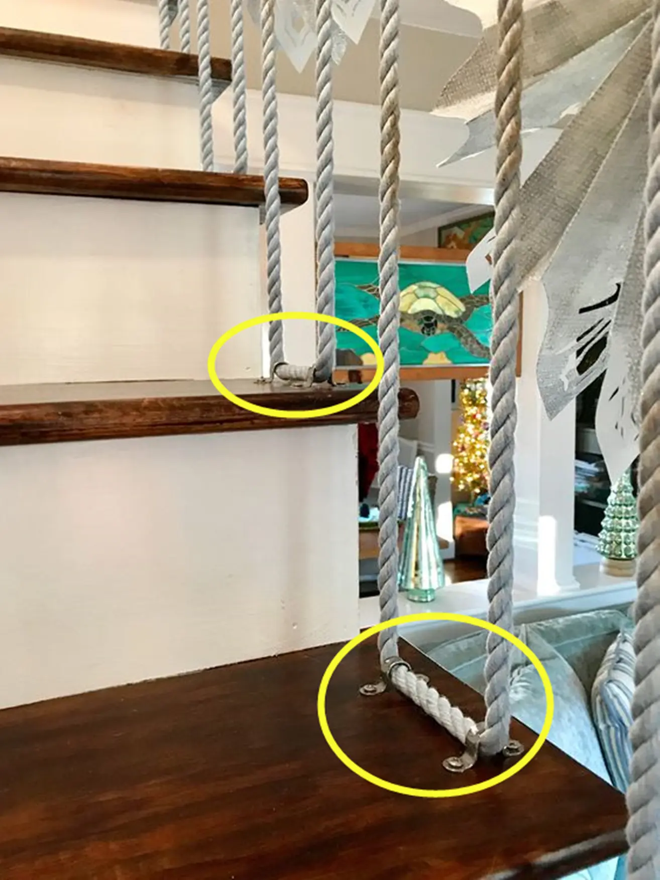 用麻绳编织一下做楼梯护栏别给这届年轻人看到也太省钱好看了