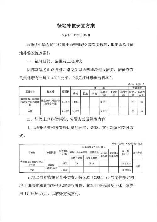 义乌征地补偿安置方案公示！涉及12个镇街！