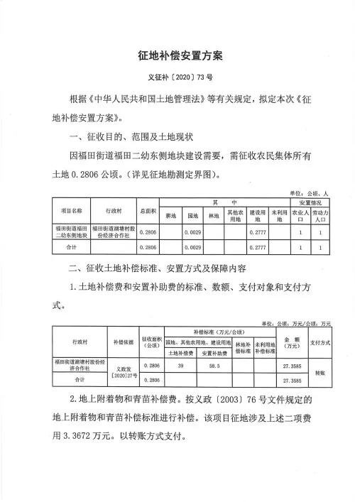 义乌征地补偿安置方案公示！涉及12个镇街！