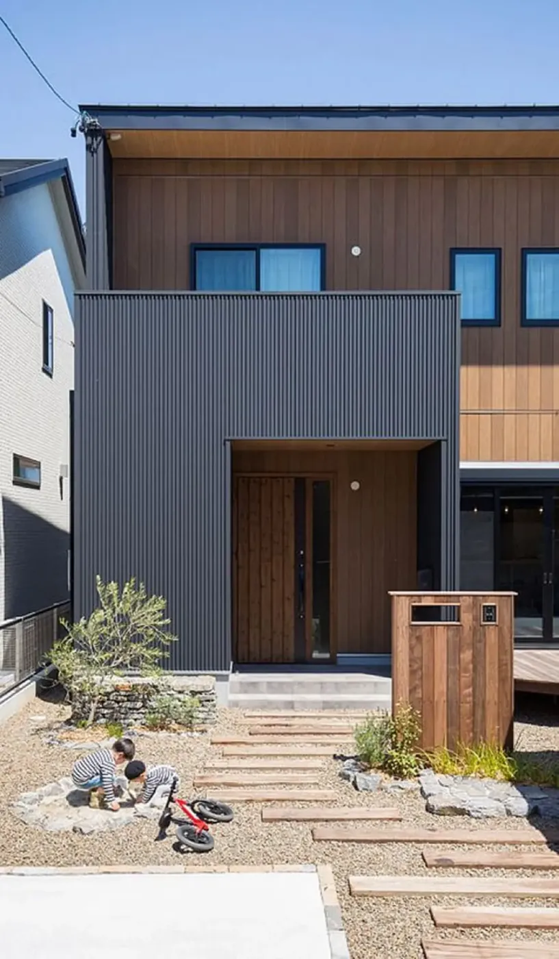 门前院子不打水泥不铺砖撒层石子再添几块汀步一步一景很漂亮