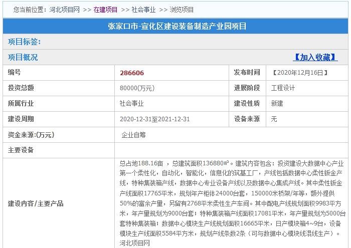 8亿投资！占地188.16亩！12月张家口一区装备制造产业园新动态