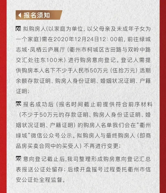 绿城志城·凤栖云庐1至7号楼公开摇号选房公告