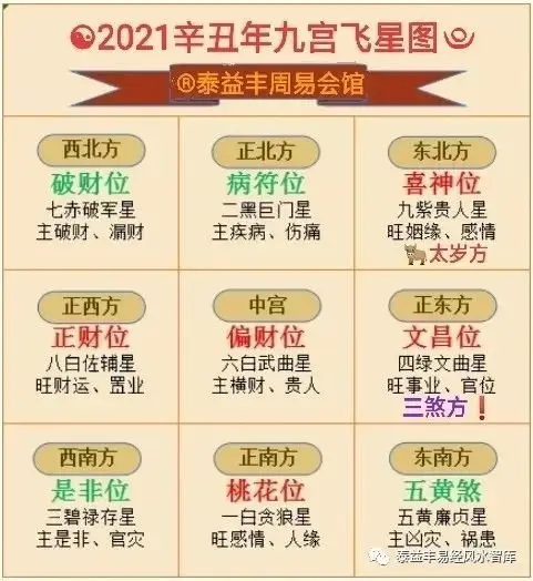 李亮德2021辛丑牛年九宮飛星風水佈局及方位吉凶化解詳情圖