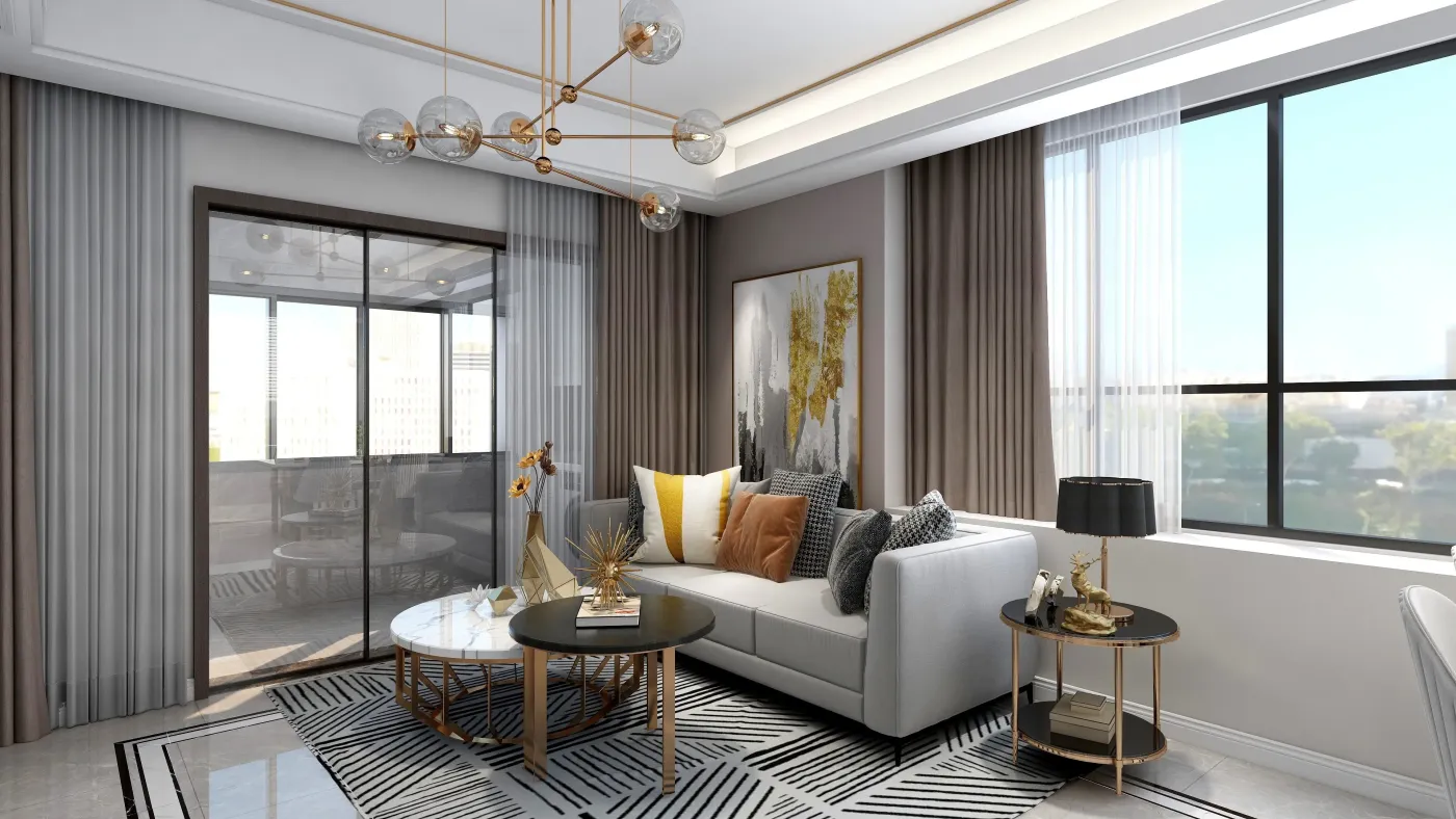 150㎡现代轻奢4居色彩材质混搭碰撞反差美