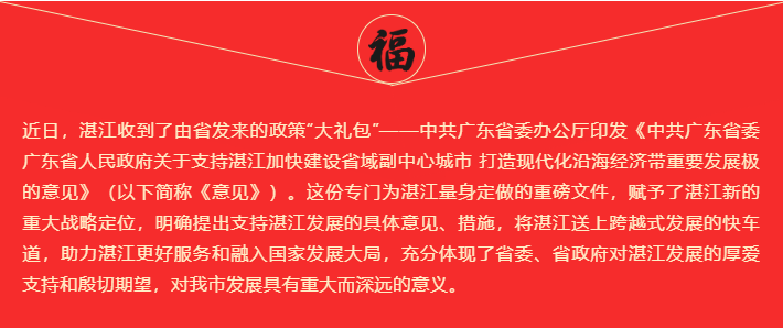 政策“大礼包”将湛江送上跨越式发展的快车道
