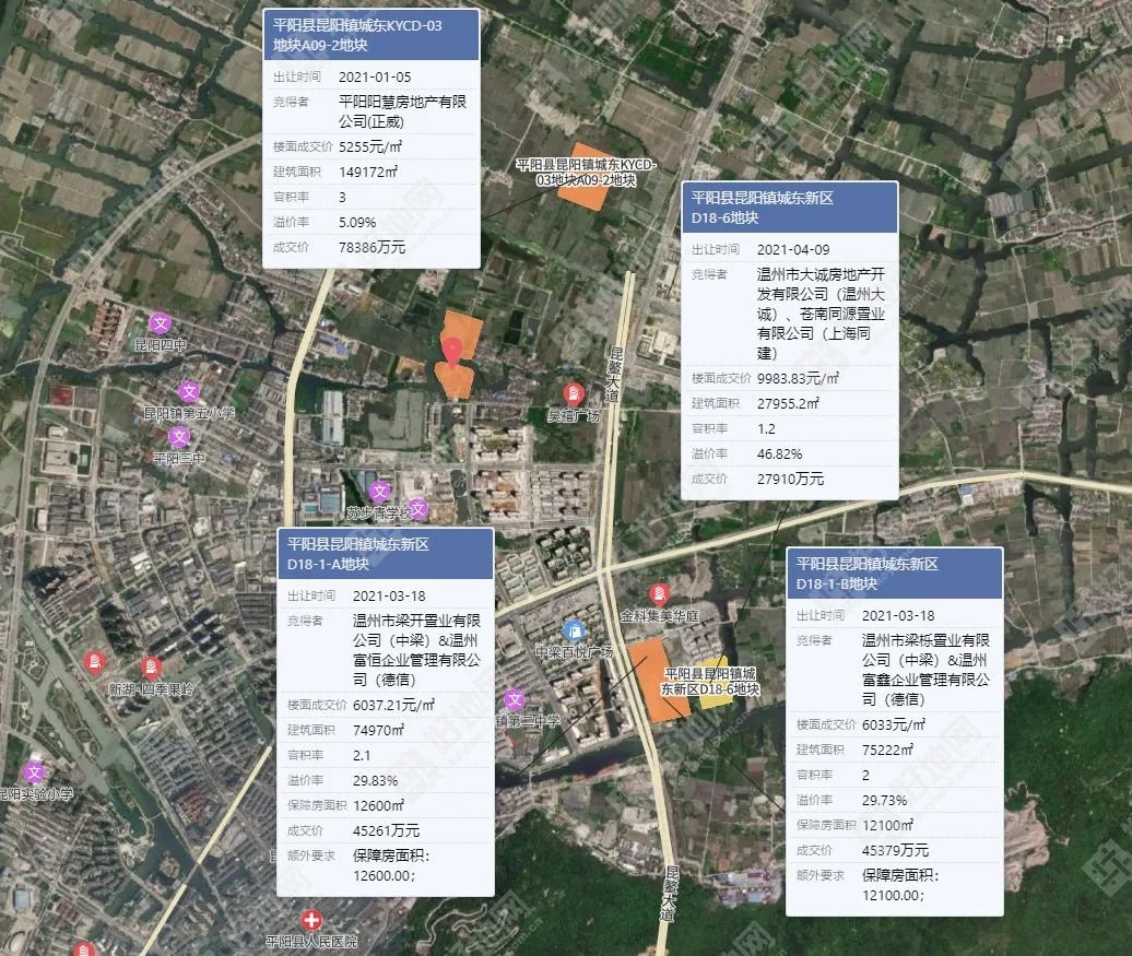 （公告）温州平阳县挂牌2宗商住地，总起价8.79亿元