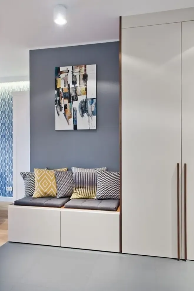 花1㎡做个l型玄关柜既能收纳又做换鞋凳一点儿都不比顶柜逊色