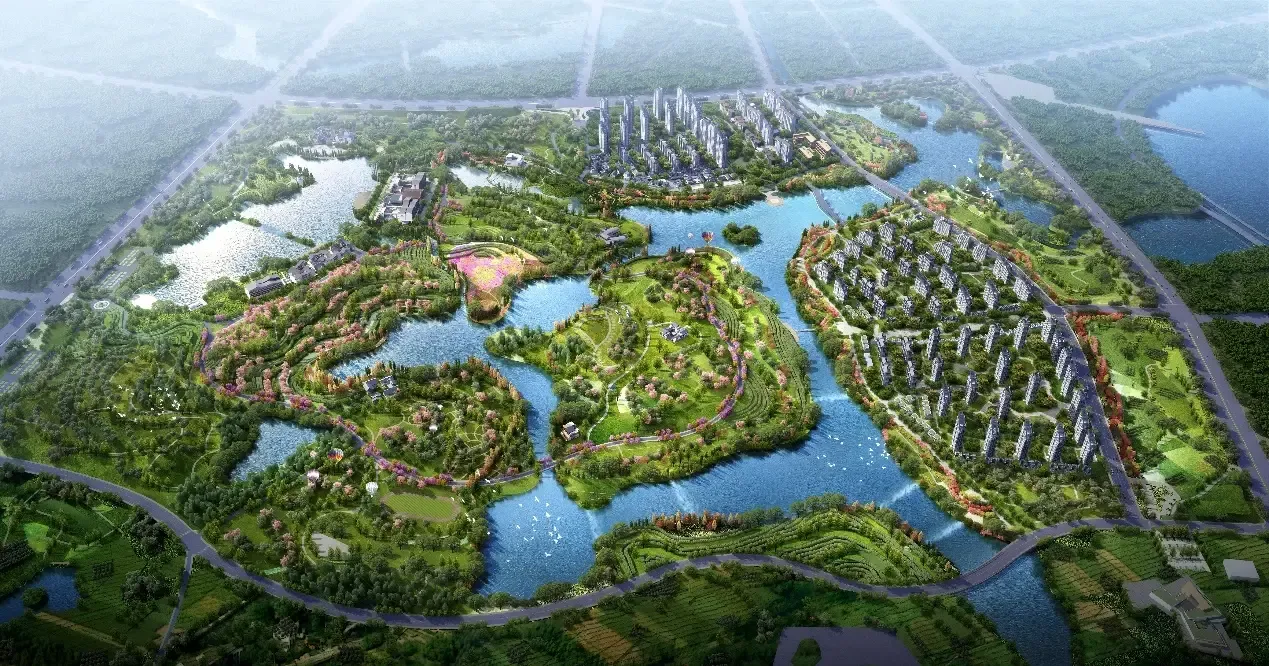 (效果图)(实景照片)以6大功能板块——生态康养区,湖畔度假区,森林