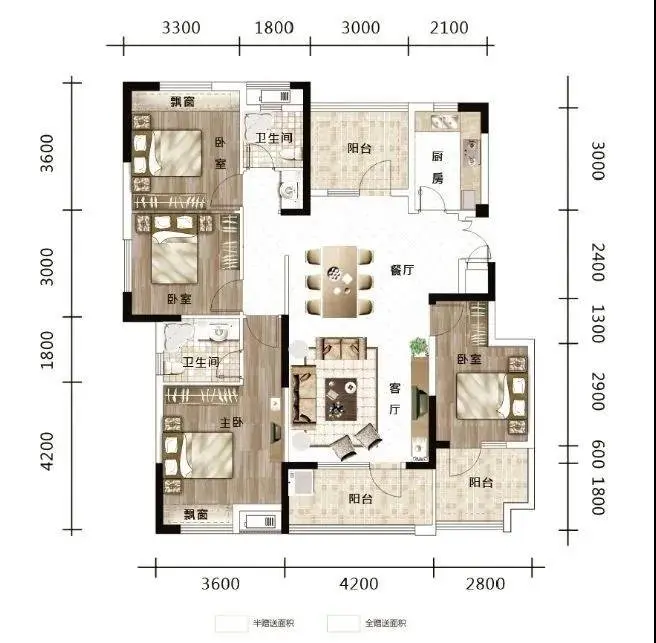 建面约128▲y-2户型 三室两厅两卫 建面约107㎡香连·康健城以匠心