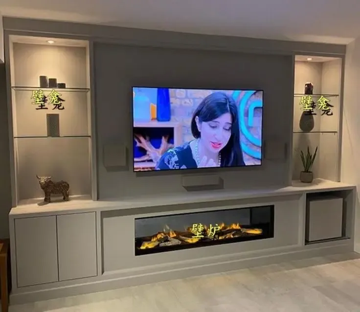 打一墙柜子两边高中间低摇身一变凹字形电视墙多功能造型强